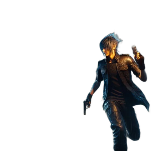 jacket, weapon, staff, mask transparent PNG cut-out