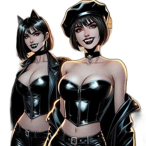 comic book art, concept art, cartoon, two transparent PNG cut-out