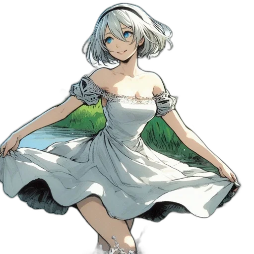 dress, staff, flower, weapon transparent PNG cut-out