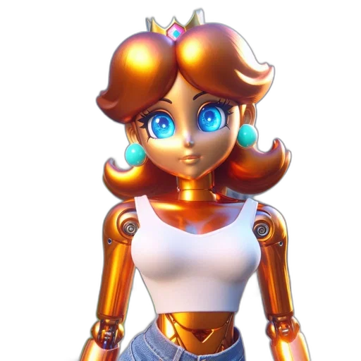 robot, crown, dress, 3d render transparent PNG cut-out
