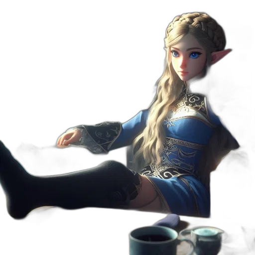 dragon, dress, staff, sword transparent PNG cut-out