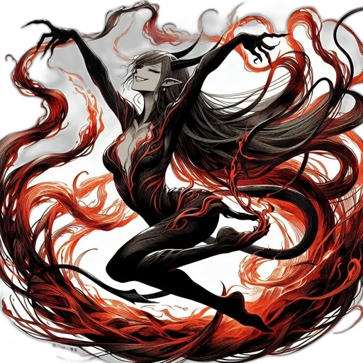 dragon, hair, creature, staff transparent PNG cut-out