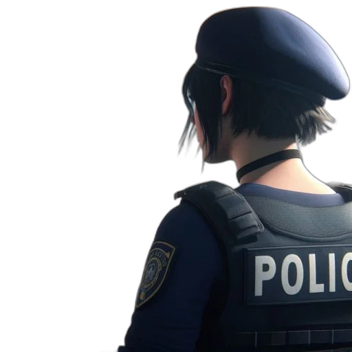 weapon, face, jacket, staff transparent PNG cut-out
