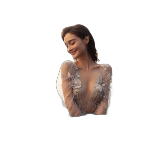 dress, jewelry, jacket, face transparent PNG cut-out