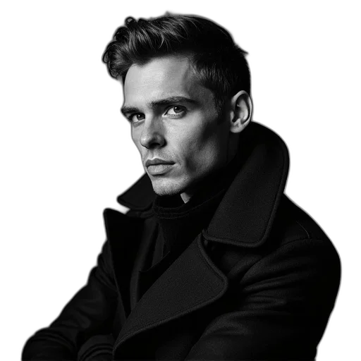 jacket, face, photorealistic, cartoon transparent PNG cut-out