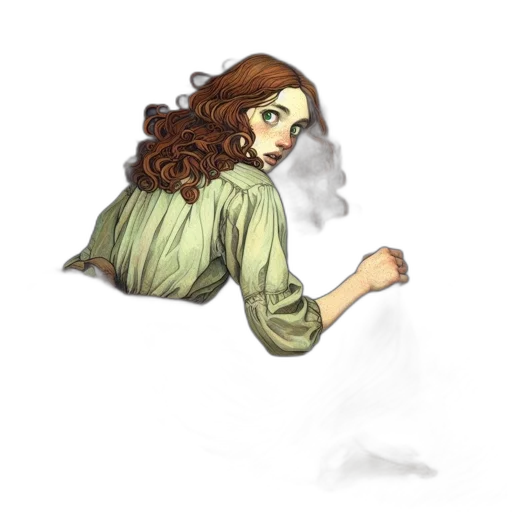 dress, hair, staff, watercolor transparent PNG cut-out