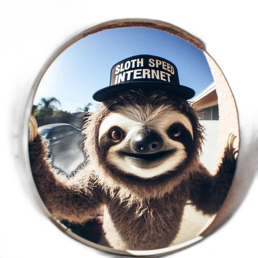 hat, animal, 3d render, sloth transparent PNG cut-out