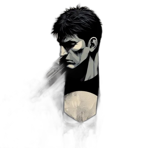 face, mask, staff, comic book art transparent PNG cut-out