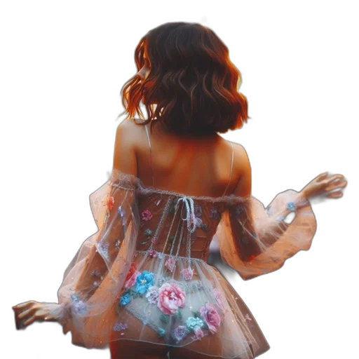 dress, umbrella, bottle, oil painting transparent PNG cut-out