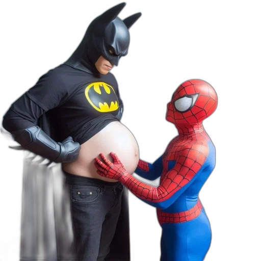 batman, spider-man, appear, together transparent PNG cut-out