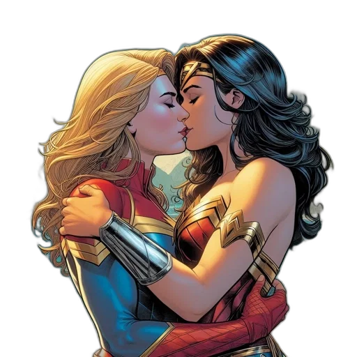 comic book art, two, animated, female transparent PNG cut-out