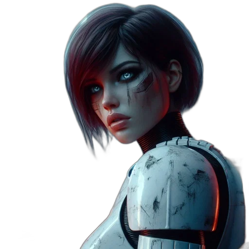 robot, face, jacket, cyberpunk transparent PNG cut-out