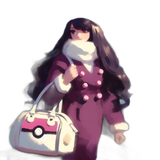 dress, jacket, creature, staff transparent PNG cut-out
