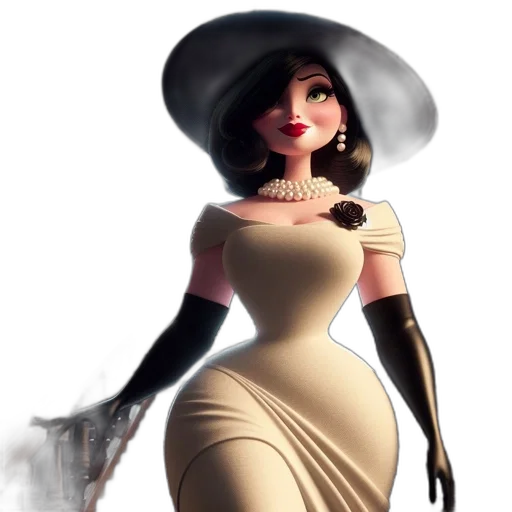 dress, hat, staff, jewelry transparent PNG cut-out