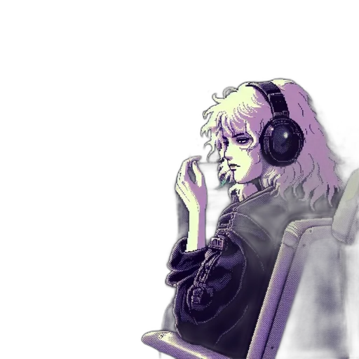 jacket, face, vaporwave, concept art transparent PNG cut-out