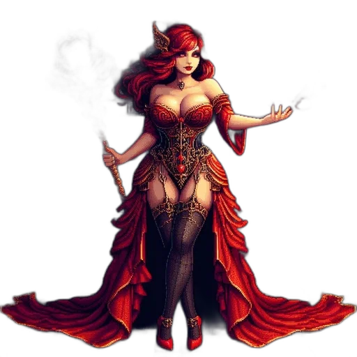 dress, staff, fantasy art, concept art transparent PNG cut-out