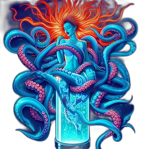 hair, creature, bottle, staff transparent PNG cut-out