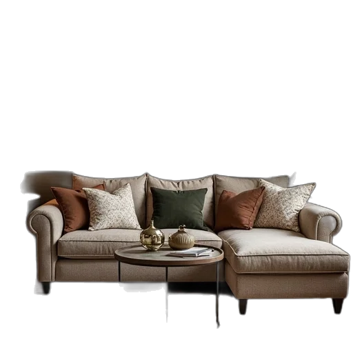 furniture, 3d render, photorealistic, earth tones transparent PNG cut-out