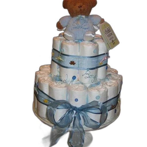 baby, shower, cake, teddy transparent PNG cut-out