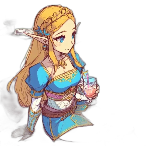dress, staff, crown, fantasy art transparent PNG cut-out
