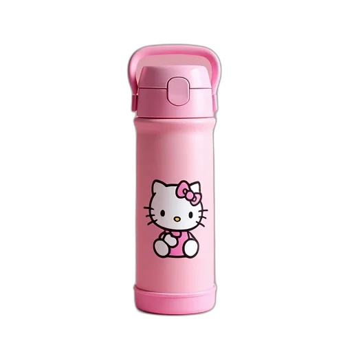 bottle, 3d render, cartoon, thermosbek transparent PNG cut-out