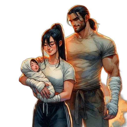concept art, comic book art, watercolor, fantasy art transparent PNG cut-out