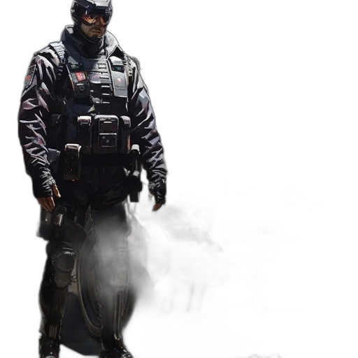 jacket, weapon, staff, mask transparent PNG cut-out