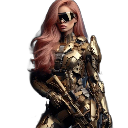 robot, weapon, dress, cyberpunk transparent PNG cut-out