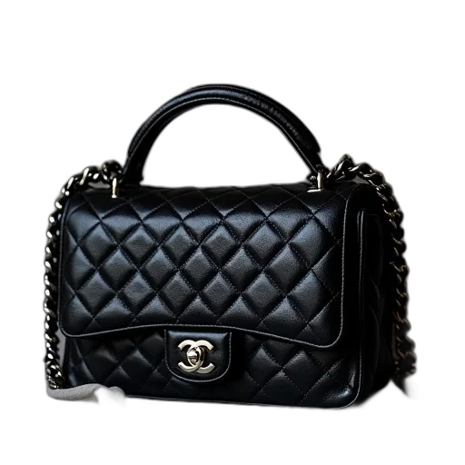 chanel, black, quilted, lambskin transparent PNG cut-out