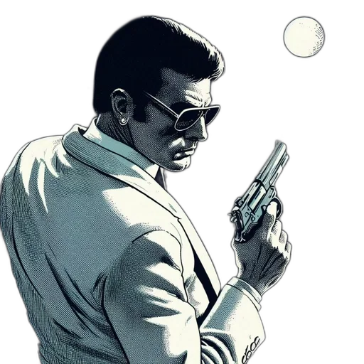 jacket, weapon, staff, comic book art transparent PNG cut-out