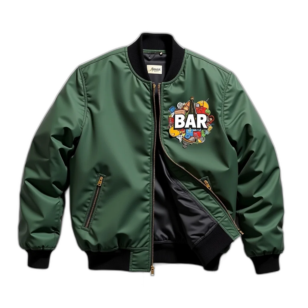 jacket, green, bomber, black transparent PNG cut-out
