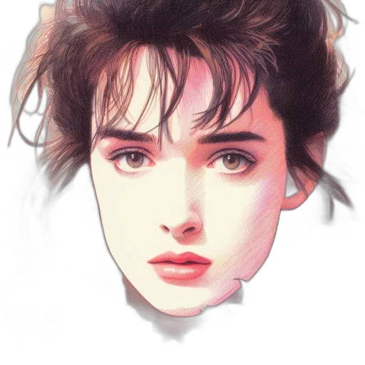 face, jacket, hair, photorealistic transparent PNG cut-out