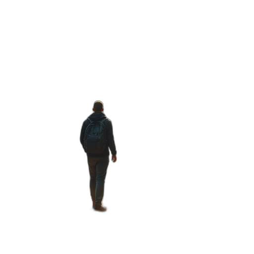 jacket, staff, robot, creature transparent PNG cut-out