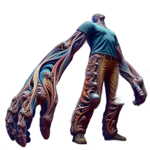 creature, jacket, staff, mask transparent PNG cut-out