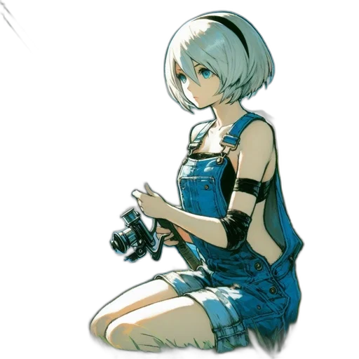 dress, robot, weapon, staff transparent PNG cut-out