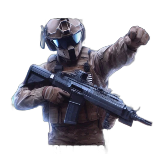 weapon, mask, jacket, robot transparent PNG cut-out