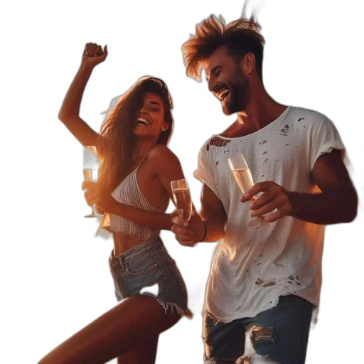 man, woman, joyfully, celebrating transparent PNG cut-out