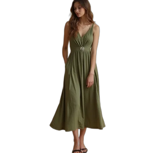 dress, earth tones, green, dark transparent PNG cut-out