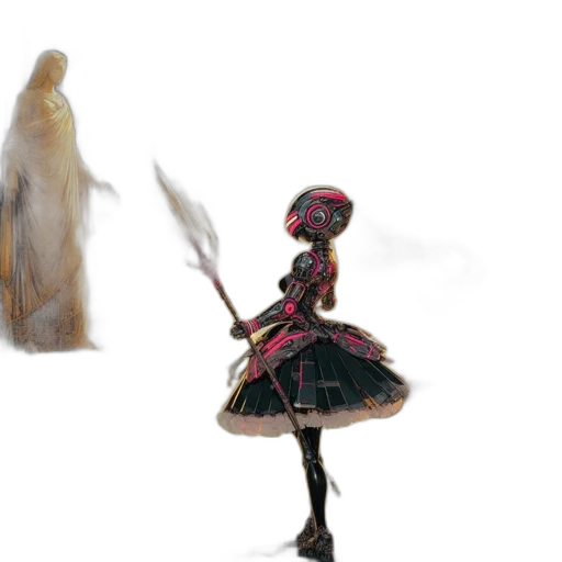 creature, dress, weapon, staff transparent PNG cut-out