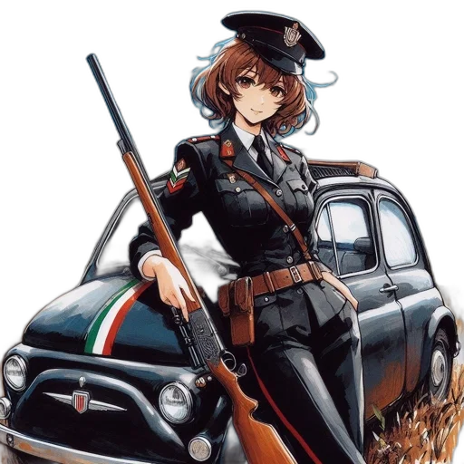 weapon, car, staff, hat transparent PNG cut-out