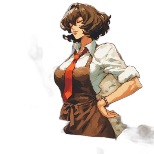 jacket, staff, dress, weapon transparent PNG cut-out