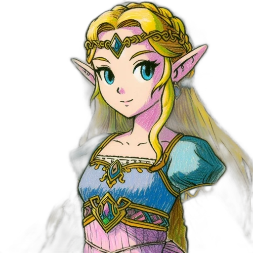 dress, staff, crown, fantasy art transparent PNG cut-out