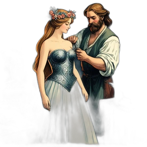 dress, crown, jewelry, fantasy art transparent PNG cut-out