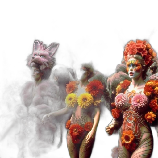 mask, flower, concept art, 3d render transparent PNG cut-out