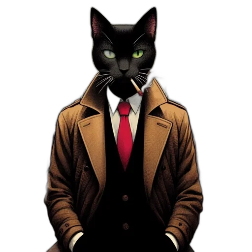 jacket, staff, animal, comic book art transparent PNG cut-out