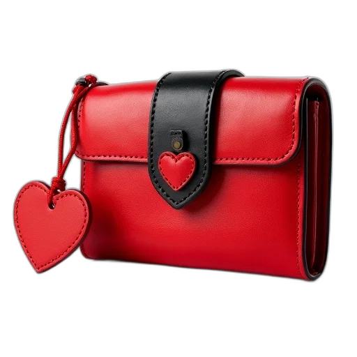 red, leather, wallet, black transparent PNG cut-out