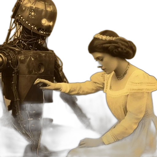 robot, dress, concept art, 3d render transparent PNG cut-out