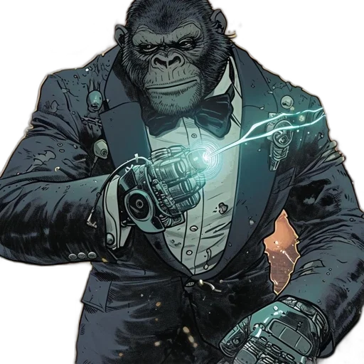 jacket, comic book art, concept art, gorilla transparent PNG cut-out