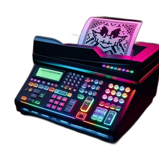 cyberpunk, vaporwave, antiquated, office transparent PNG cut-out