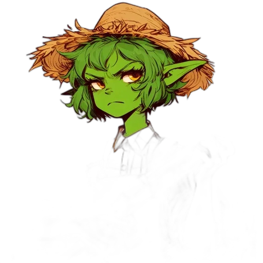 hat, staff, face, concept art transparent PNG cut-out